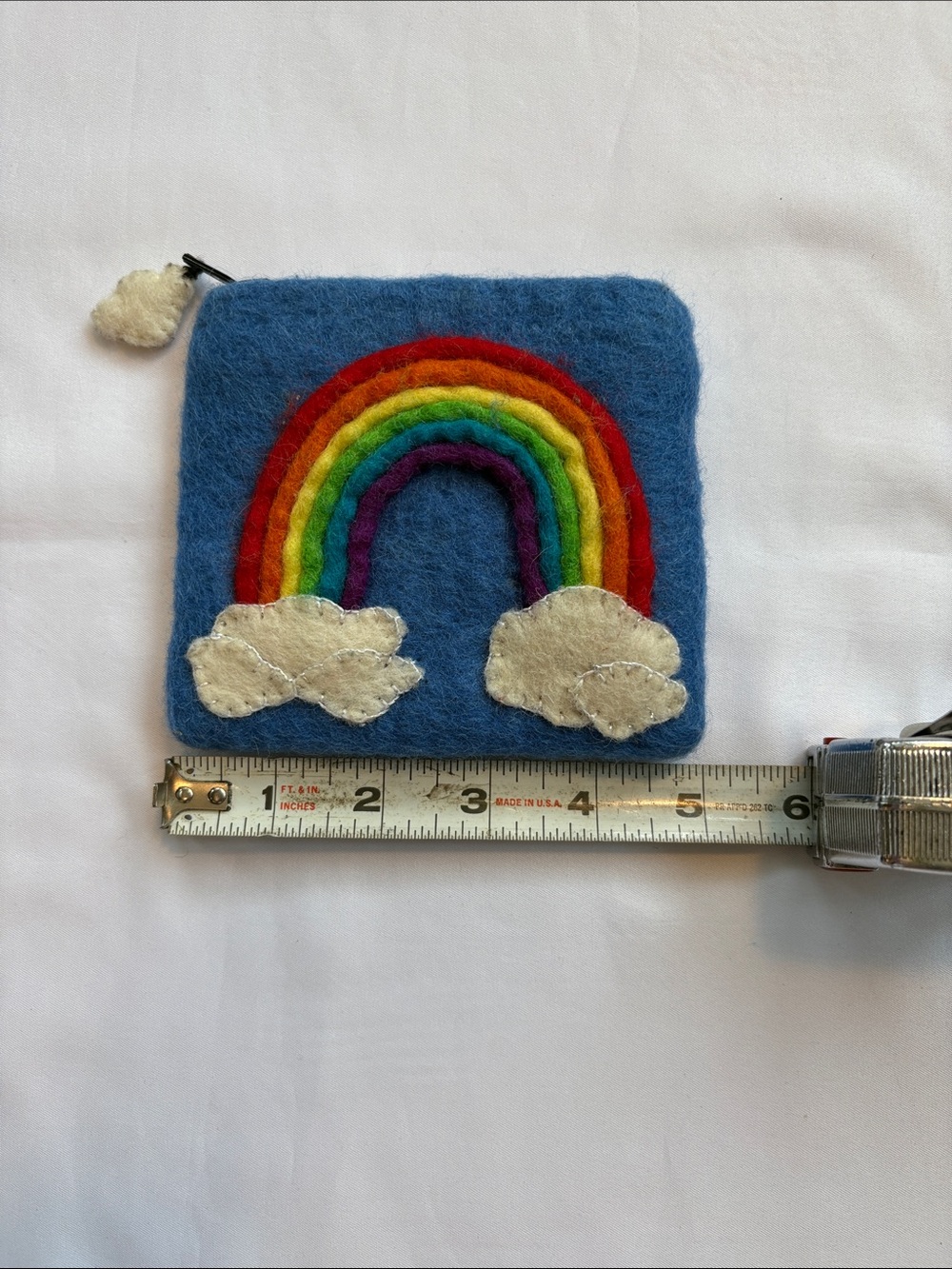 Kids Felt Rainbow Coin Pouch - Blue